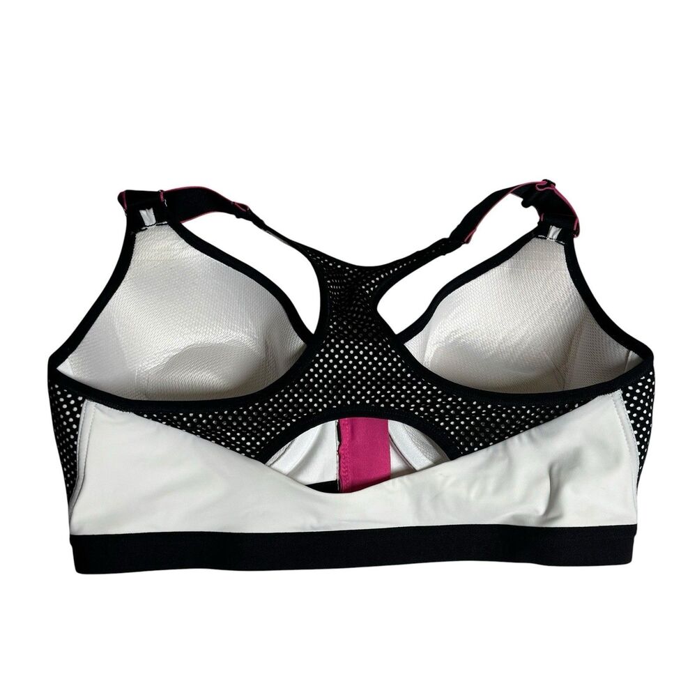 Maidenform DM7991 White/Black Secure Zip Front Underwire Racerback Sport Bra 38C - Picture 7 of 9